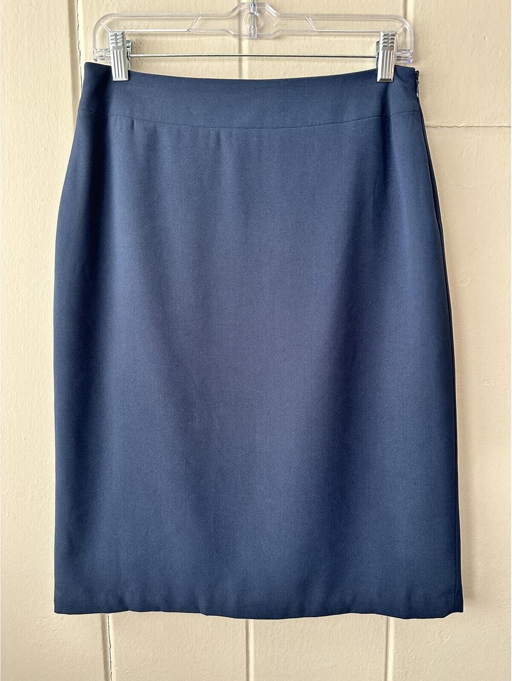 Mary McFadden Vintage 90s Blue Pencil Skirt Side Zipper Lined Y2K Office Size 6